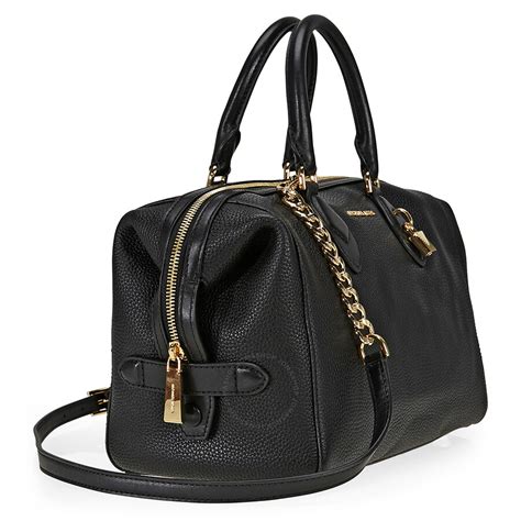 michael kors grayson large satchel black leather|Michael Kors medium satchel bag.